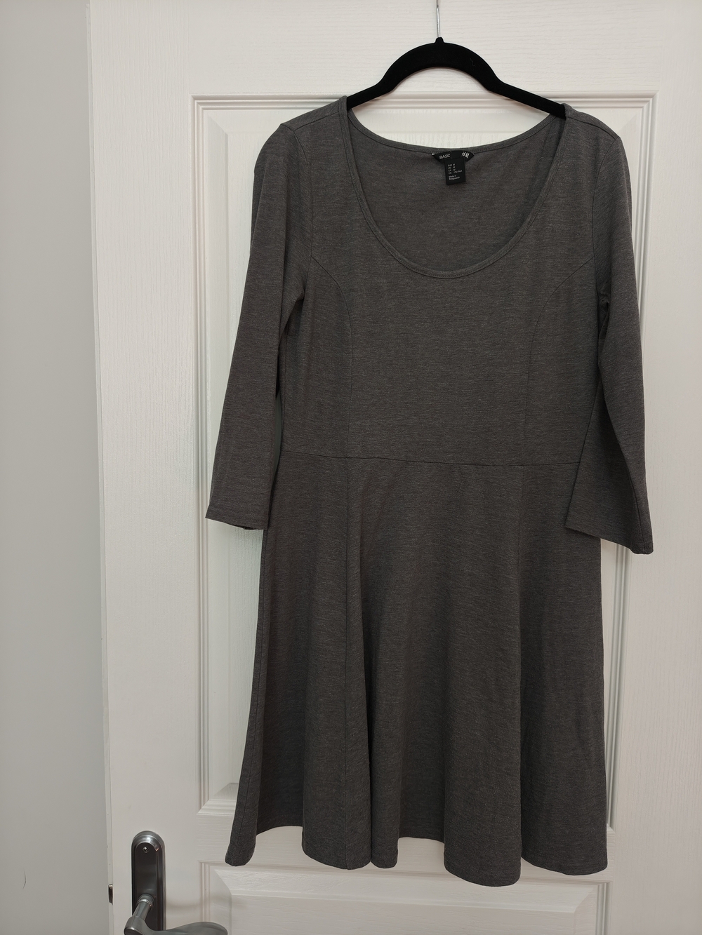 Vintage Y2K H&M Gray Scoop-Neck Fit-and-Flare Mini Dress